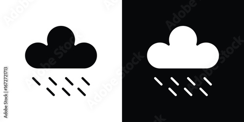 Cloud hail icon flat stock illustrations set