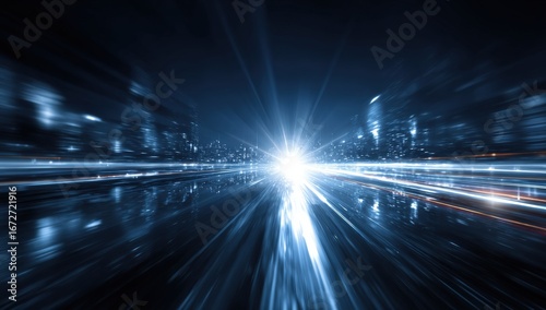 Futuristic city highway at night