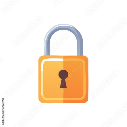 Orange padlock with silver shackle representing security and protection