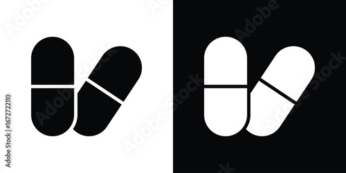 Capsules icon flat stock illustrations set