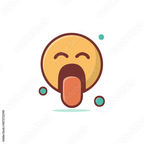 Emoji yawning with eyes closed and tongue hanging out illustration