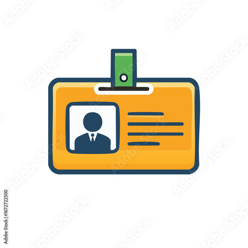 Yellow identification card with person icon and text lines for access pass or credential