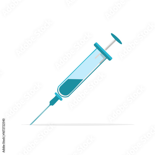 Healthcare Medical Syringe with Blue Liquid and Sharp Needle