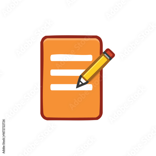 Pencil and Paper Icon Illustration for Notes or Document Creation Concepts