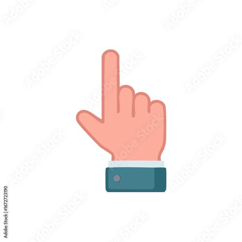 Illustrated hand pointing up showing direction choice selection or success