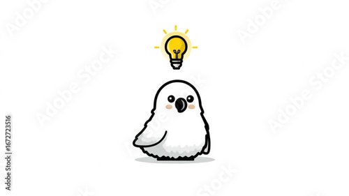 Cartoon owl with lightbulb idea illustration