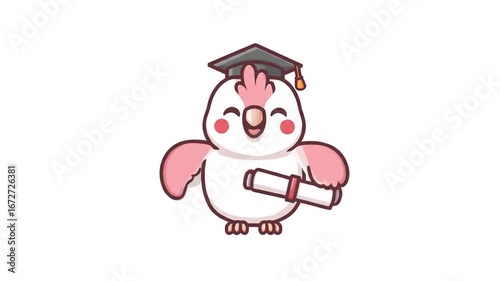 Cute graduation bird illustration