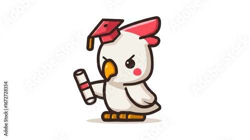 Cartoon chicken graduate