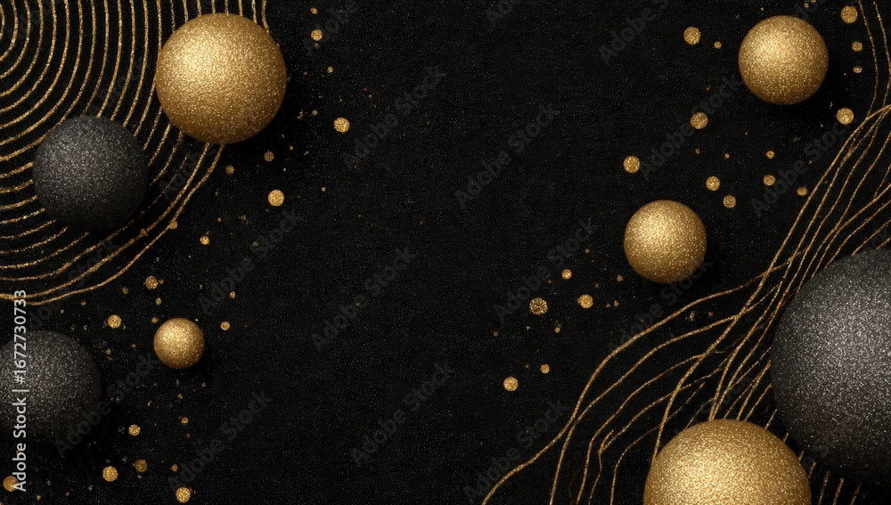 Fototapeta premium Abstract black background with golden ornaments