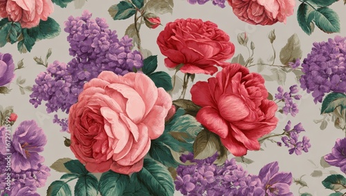 Floral pattern with roses and lilacs (1)