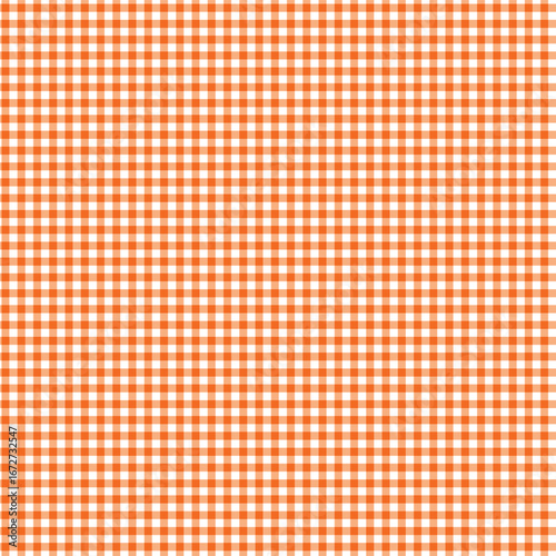 Classic Bright Orange and White Gingham Seamless Pattern