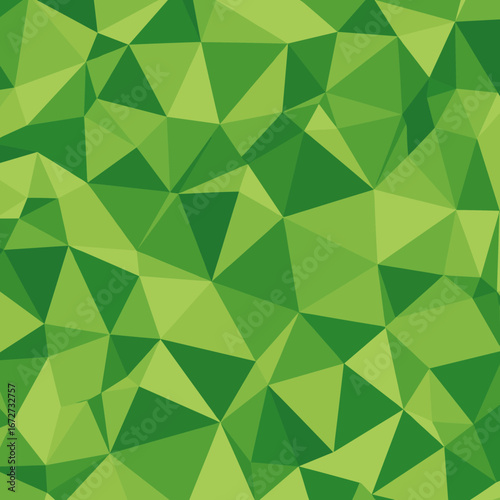 Geometric background featuring shades of green triangles and polygons