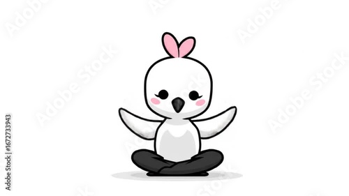 Cute cartoon bird in yoga pose