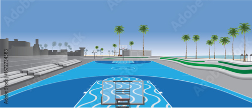 Venice Beach Basketball Vector Background