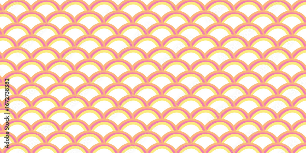 Fototapeta premium Colorful Pastel Scallop Seamless Pattern