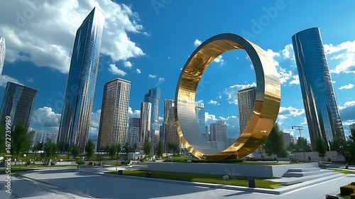 Kazakhstan city skyscrapers skyline beautiful architecture high resolution picture