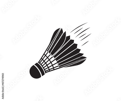 Minimalist Shuttlecock Icon in Stylized Black and White Vector