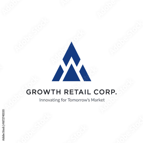 Growth Retail Corp. logo: a blue triangle-based abstract design.