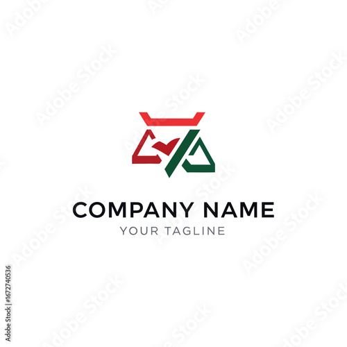Free Download A modern abstract logo featuring geometric shapes in red and green, with the text COMPANY NAME and YOUR TAGLINE below. - GFXLoad