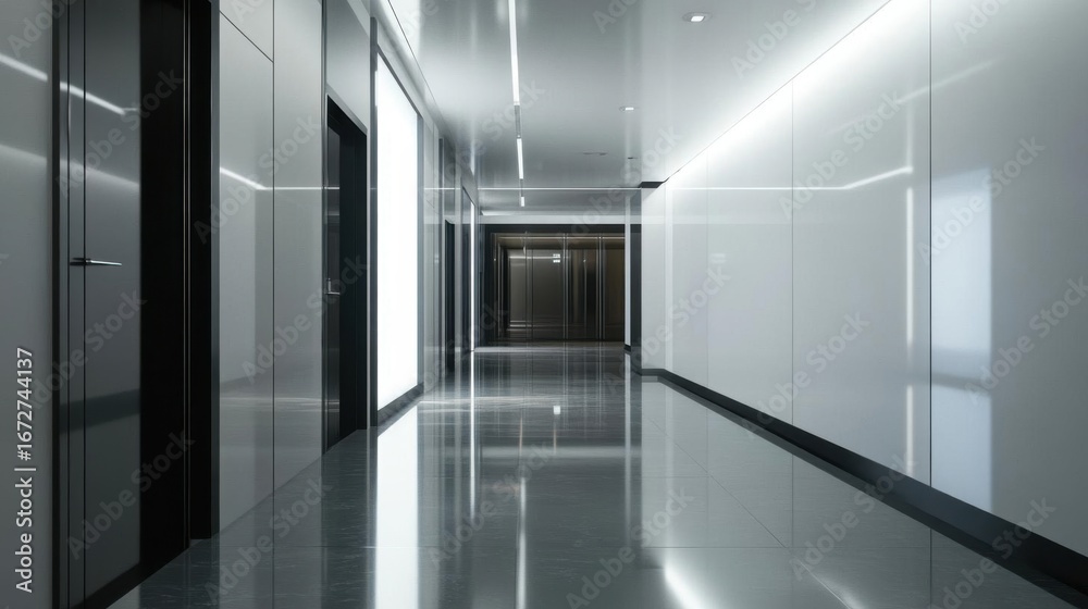 Fototapeta premium Explore Minimalist Corridor, modern Interior Architecture and Clean Aesthetics