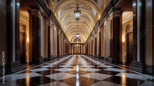 Majestic madrid capital ornate palace hallway architecture high resolution picture