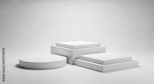 Clean Geometric Display Stand on White Background
