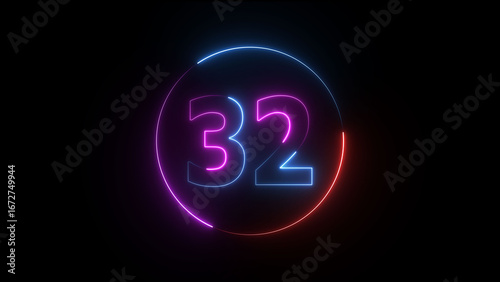 Wallpaper Mural A dynamic circular illustration, and glowing neon number 32 illustration . on a black background. and creating a stunning illustration 4k illustration Torontodigital.ca