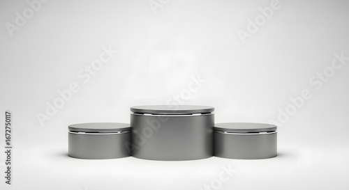 luxurious round 3d metal podium with three levels