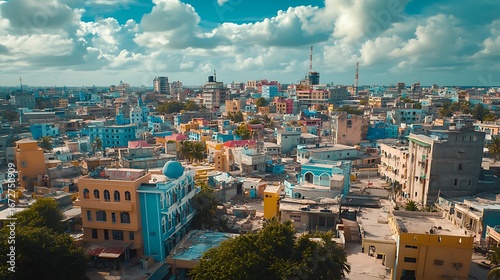 Mogadishu skyline showing traditional architecture high resolution picture