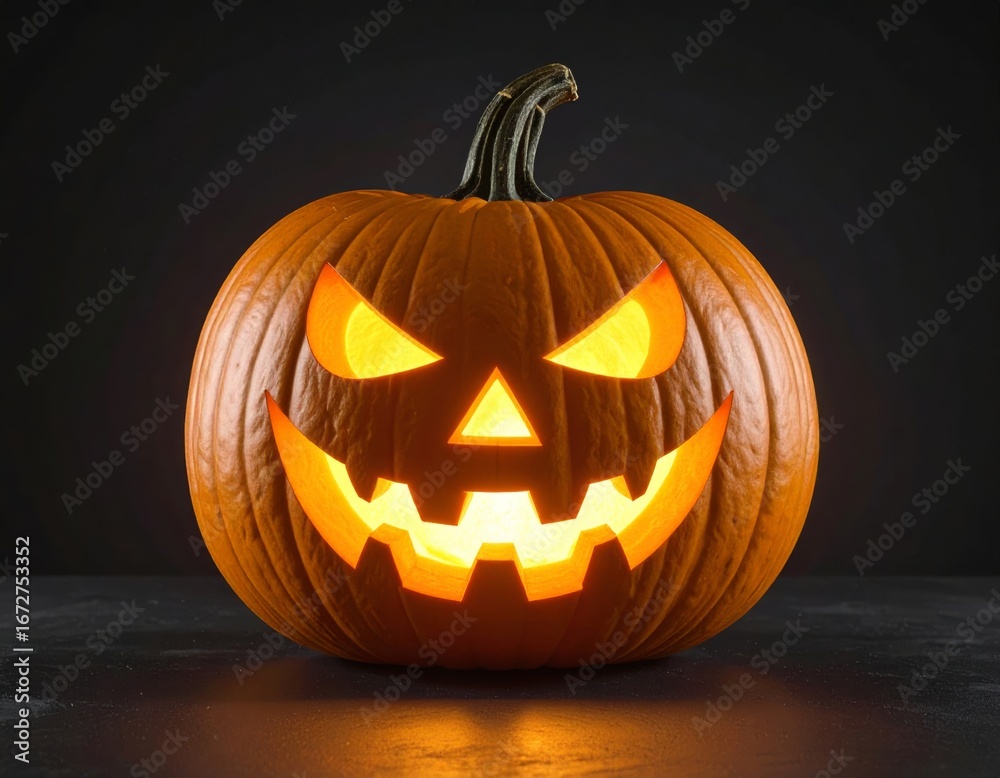 Fototapeta premium Real Jack O Lantern for halloween isolated on black background