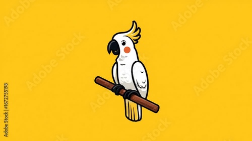 Cute cartoon cockatoo illustration