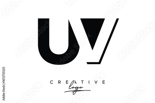 UV Creative Minimalist Negative Space Latter Logo with Modern Monogram for Branding and Business Lettermark Logo with Initial Letters Logo Design for Branding.