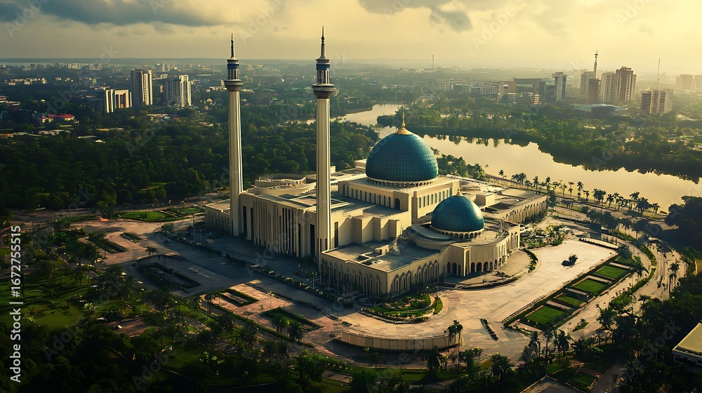 Naklejka premium Nigeria abuja city with green parks view high resolution picture