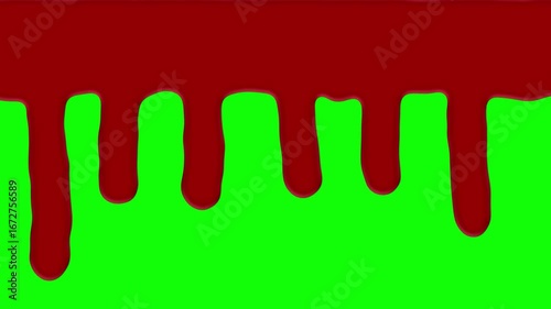 Red blood dripping on green screen