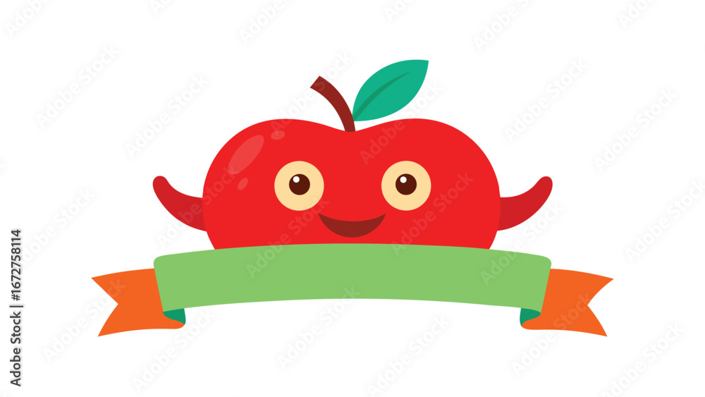Obraz premium red apple with a banner vector design icon