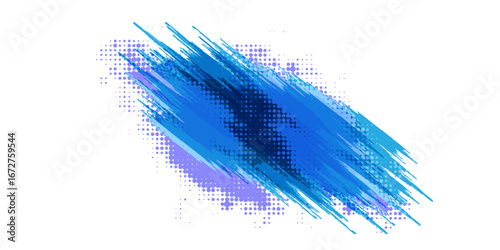 Abstract Blue and White Grunge Background with Halftone Style. Brush Stroke Illustration for Banner, Poster. Sports Background. Scratch and Texture Elements For Design