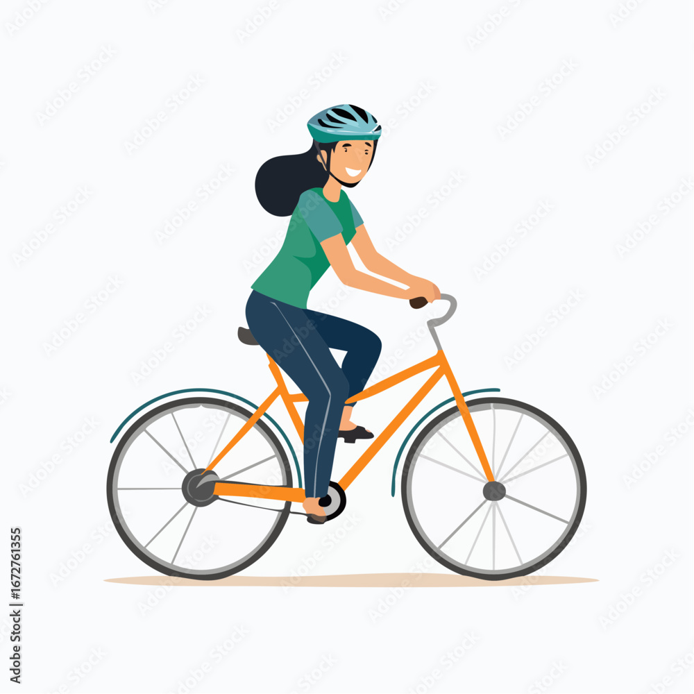 Obraz premium Cycling icon in modern flat style showing person on bike. Perfect for fitness, transport, eco, and outdoor sport design resources. 