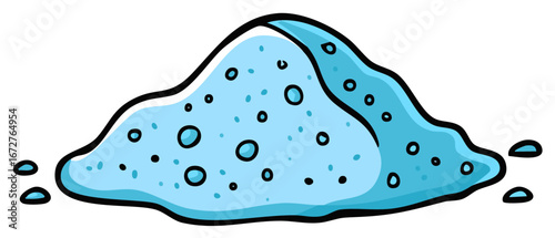 Cartoon illustration of a blue pile of granulated powder, snow, or slushy ice