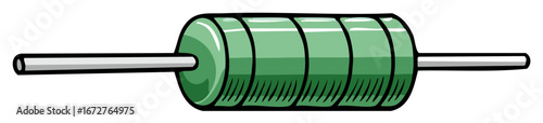 Green electronic component with cylindrical body and silver terminals