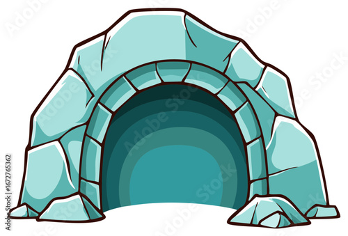 Stylized Ice Cave Entrance Arctic Structure Cartoon Art