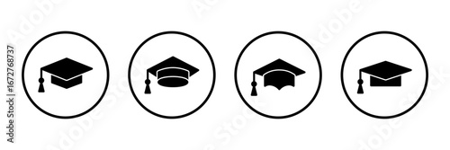 Education icon logo design. Graduation cap sign and symbol. Graduate. Students cap
