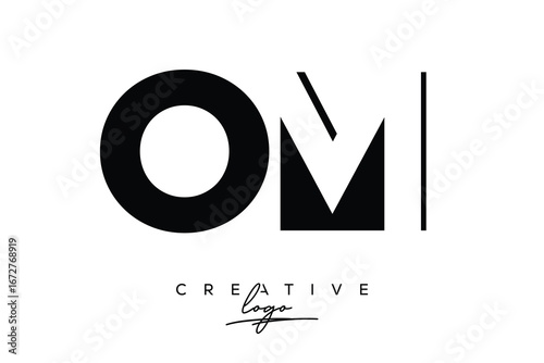OM Creative Minimalist Negative Space Latter Logo with Modern Monogram for Branding and Business Lettermark Logo with Initial Letters Logo Design for Branding.