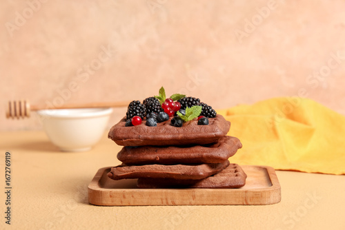 Wooden board of sweet choco...