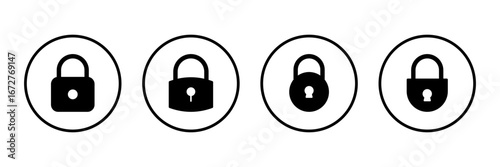 Lock icon logo design. Padlock sign and symbol. Encryption icon. Security symbol