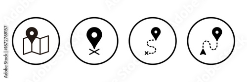 Maps and pin icon logo design. location sign and symbol. geo locate, pointer icon.