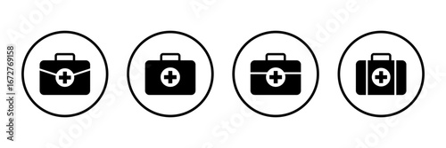 Medical box icon logo design. Medical suitcase sign and symbol. First aid icon