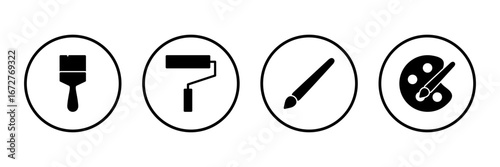 Paint icon logo design. paint brush sign and symbol. paint roller icon vector