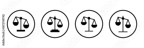 Scales icon logo design. Law scale icon. Justice sign and symbol