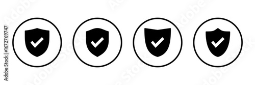Shield check mark icon logo design. Protection approve sign. Insurance icon