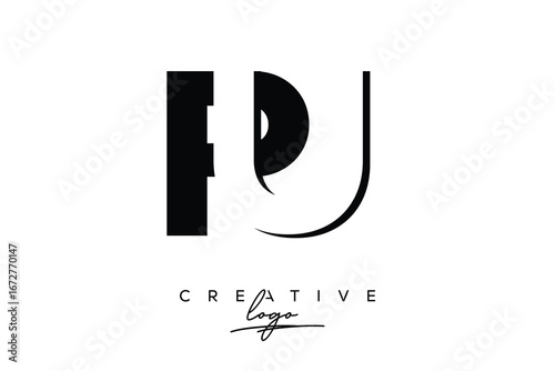 PU Creative Minimalist Negative Space Latter Logo with Modern Monogram for Branding and Business Lettermark Logo with Initial Letters Logo Design for Branding.